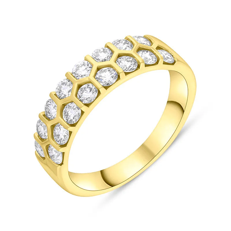 18ct Yellow Gold 1.00ct Diamond Two Row Half Eternity Ring