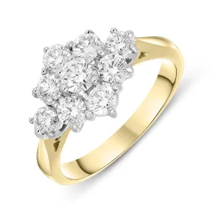 18ct Yellow Gold 1.19ct Diamond Cluster Ring