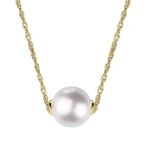 18ct Yellow Gold 12mm White Pearl Necklace