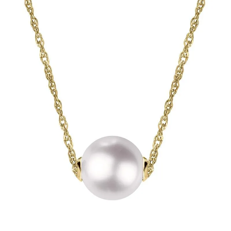 18ct Yellow Gold 12mm White Pearl Necklace