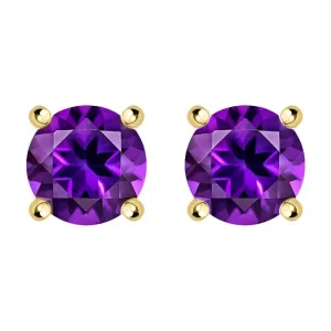 18ct Yellow Gold 18ct Amethyst Round Stud Earrings