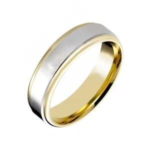 18ct Yellow Gold and Palladium 6mm Flat Top Wedding Band Ring