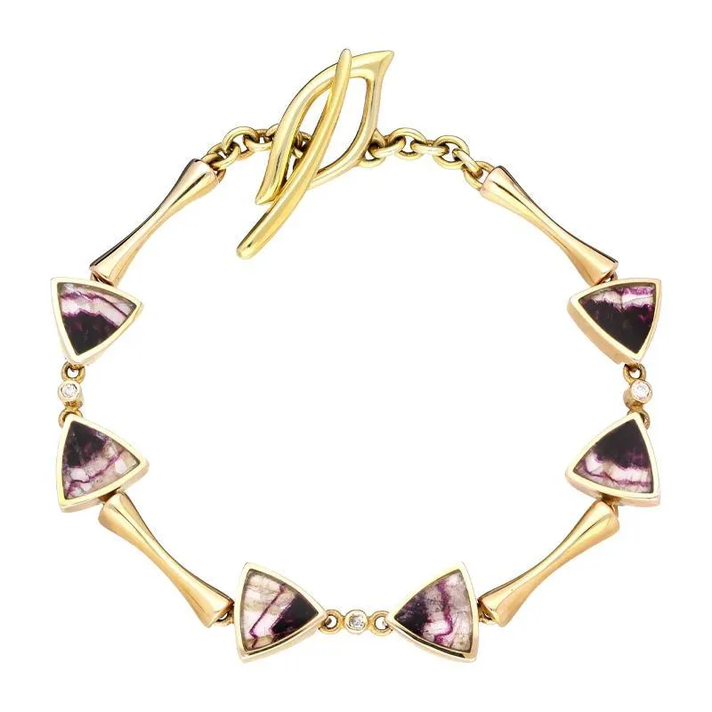 18ct Yellow Gold Blue John 0.03ct Diamond Bracelet D