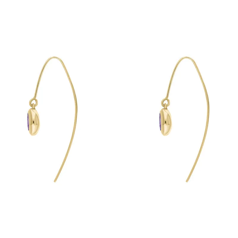 18ct Yellow Gold Blue John Heart Disc Drop Earrings
