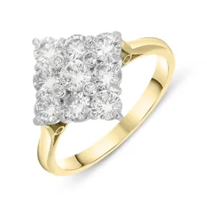 18ct Yellow Gold Diamond Cluster Ring