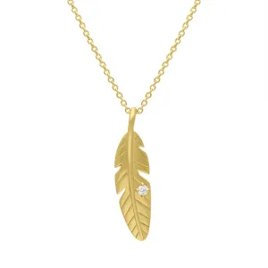 18ct Yellow Gold Diamond Leaf Pendant