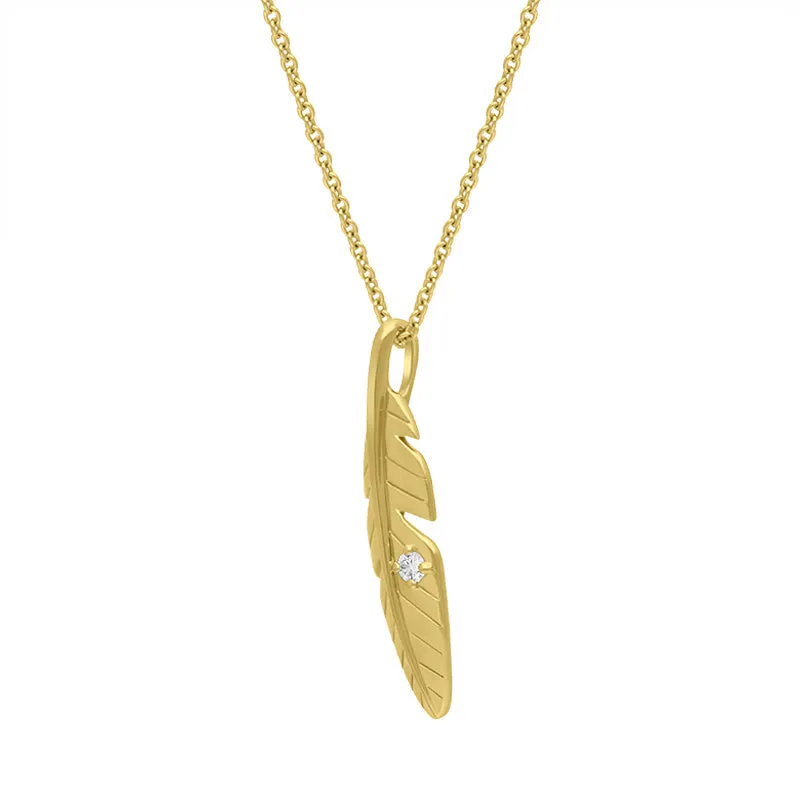 18ct Yellow Gold Diamond Leaf Pendant