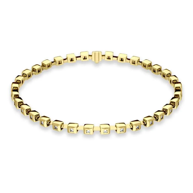 18ct Yellow Gold Diamond Small Square Bracelet D