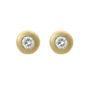 18ct Yellow Gold Diamond Solitaire Satin Stud Earrings