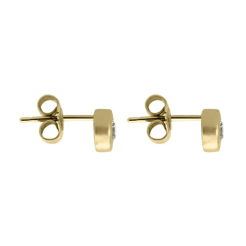 18ct Yellow Gold Diamond Solitaire Satin Stud Earrings