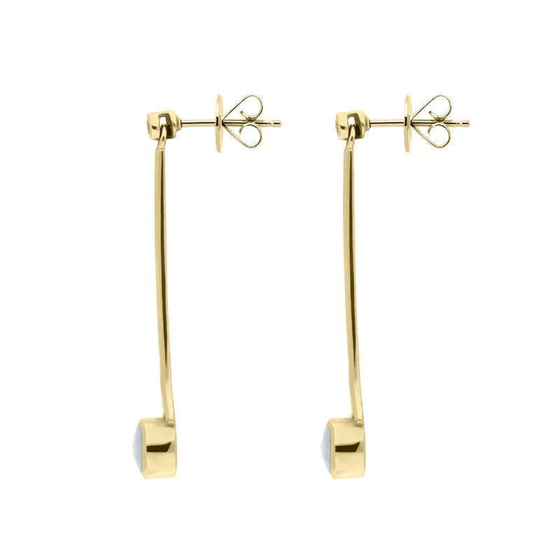 18ct Yellow Gold Opal 0.06ct Diamond Long Drop Earrings D