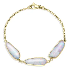 18ct Yellow Gold Opal Three Stone Unique Bracelet