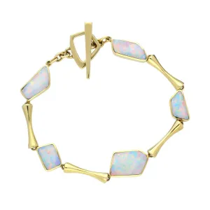 18ct Yellow Gold Opal Unique Link Bracelet D