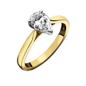 18ct Yellow Gold Pear Cut 0.27ct Diamond Solitaire Ring