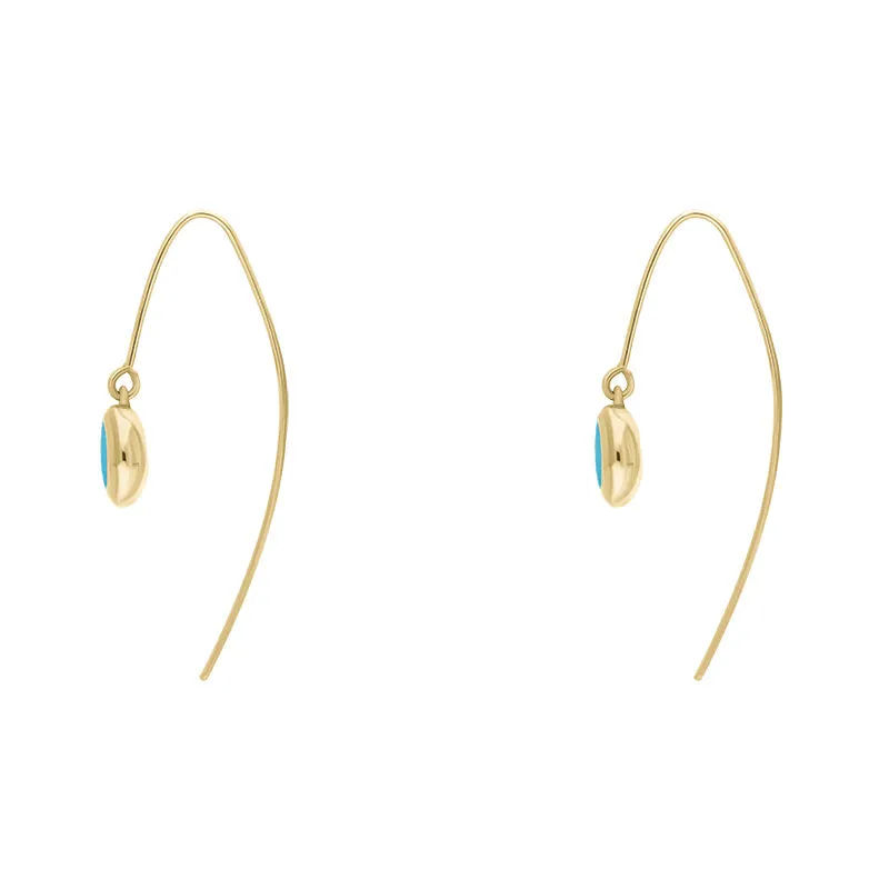 18ct Yellow Gold Turquoise Heart Disc Drop Earrings