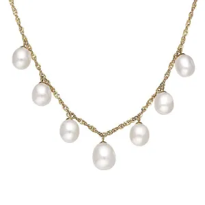 18ct Yellow Gold White Pearl Twist Cable Necklace