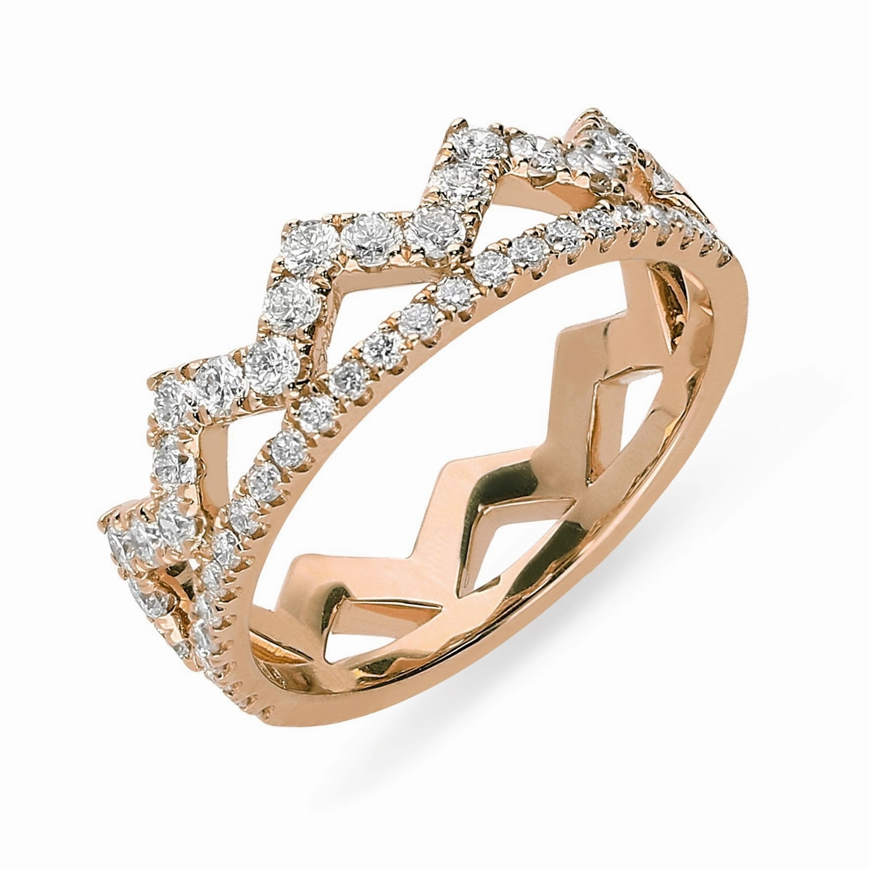 18ct Rose Gold 0.69ct Diamond Zigzag Stacking Ring
