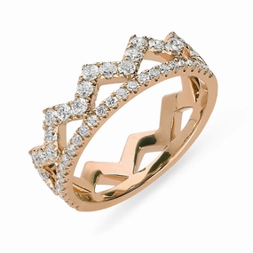 18ct Rose Gold 0.69ct Diamond Zigzag Stacking Ring