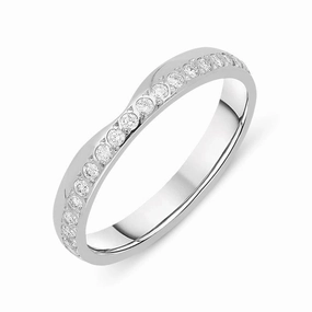 18ct White Gold 0.29ct Diamond Dipped Centre Wedding Half Eternity Ring