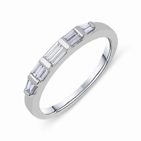 18ct White Gold 0.40ct Diamond Baguette Cut Half Eternity Ring