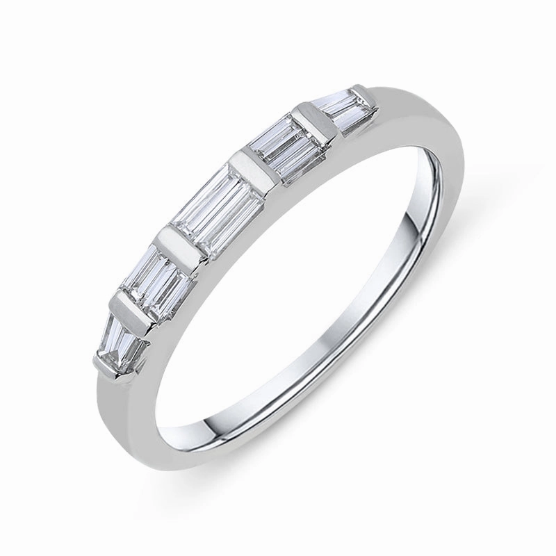 18ct White Gold 0.40ct Diamond Baguette Cut Half Eternity Ring