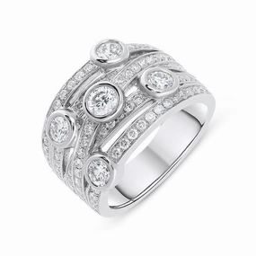 18ct White Gold 1.50ct Diamond Crossover Ring D