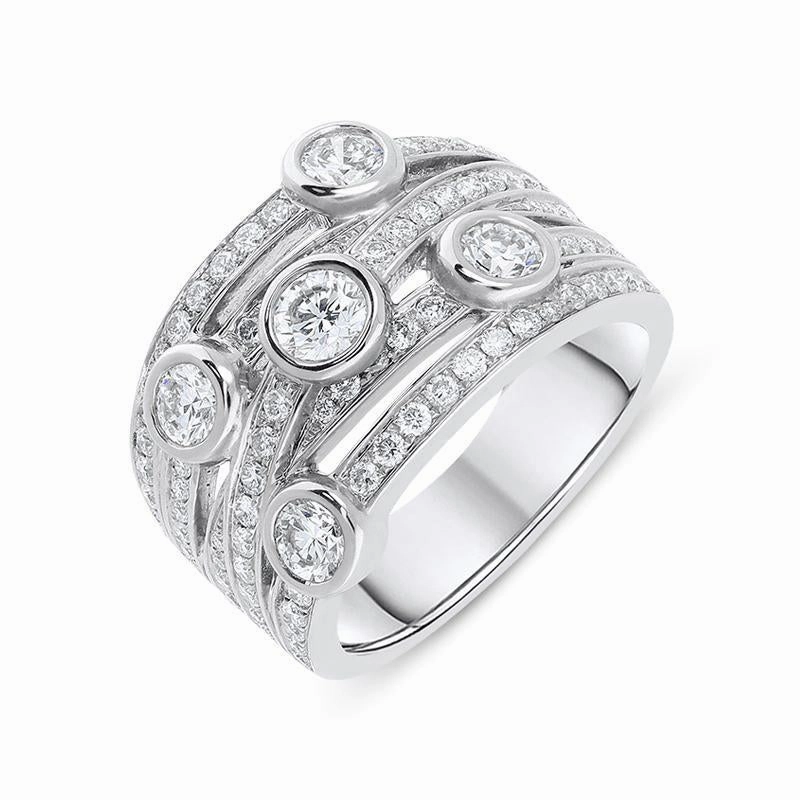 18ct White Gold 1.50ct Diamond Crossover Ring D