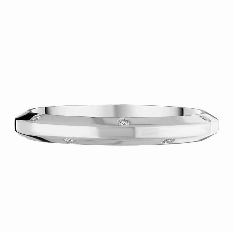 18ct White Gold Diamond Bevelled Edge Wedding Ring