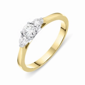 18ct Yellow Gold 0.36ct Diamond Brilliant Cut Trilogy Ring D