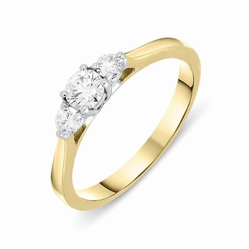 18ct Yellow Gold 0.36ct Diamond Brilliant Cut Trilogy Ring D