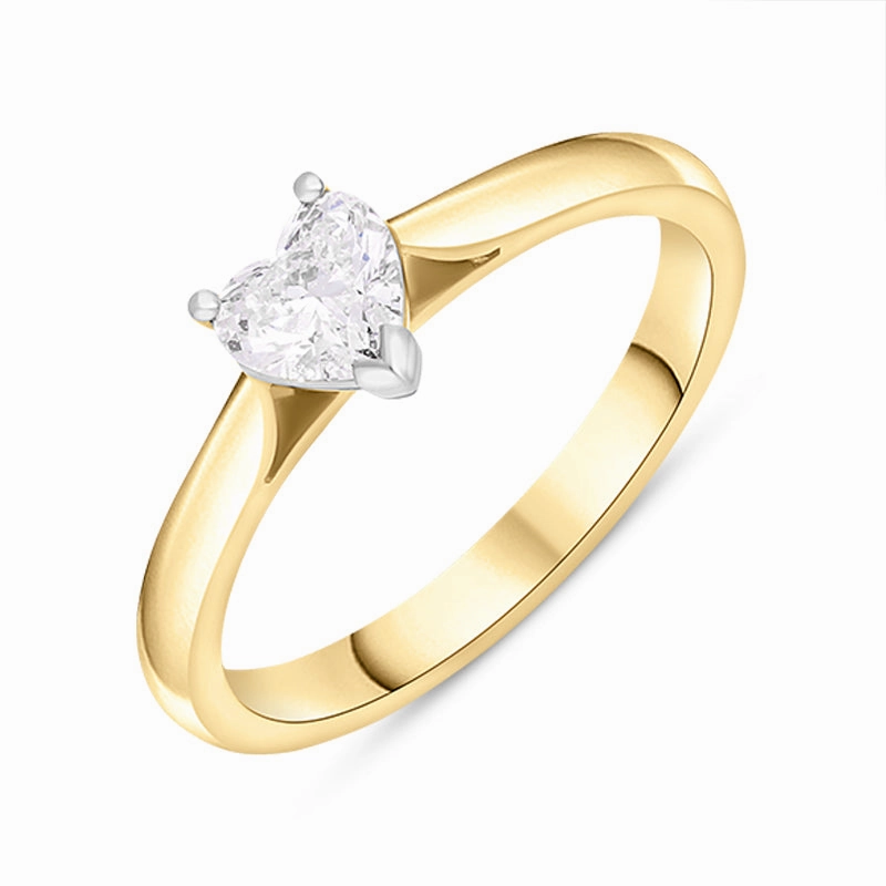 18ct Yellow Gold 0.42ct Diamond Heart Cut Solitaire Ring