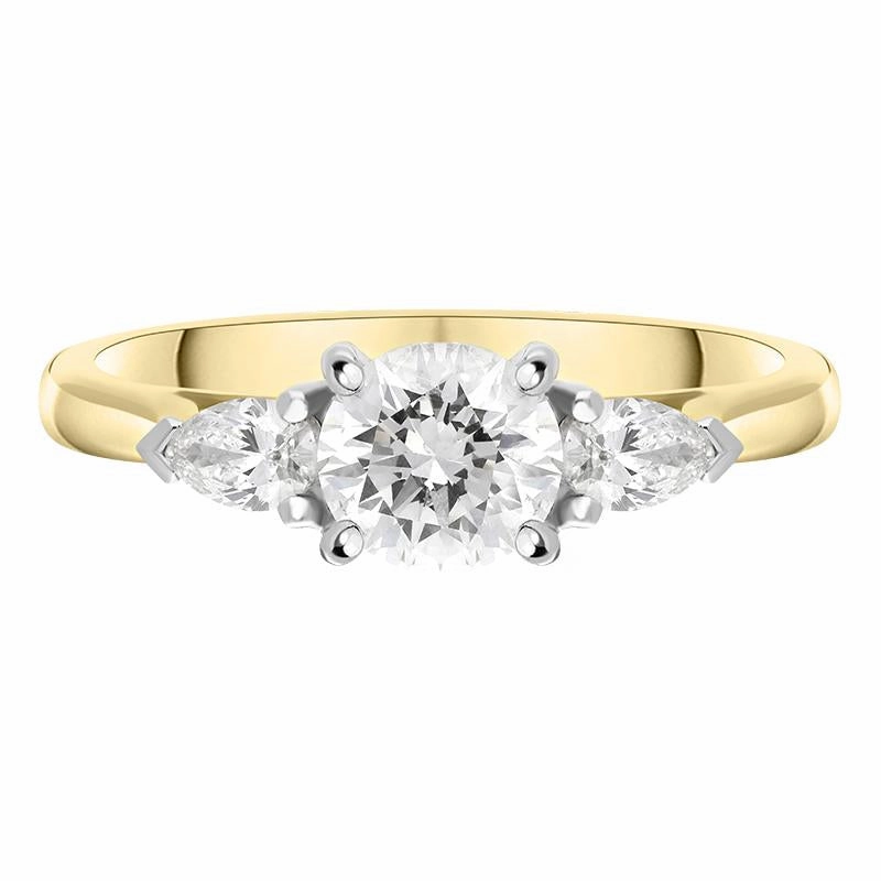 18ct Yellow Gold 0.89ct Diamond Trilogy Pear Cut Ring