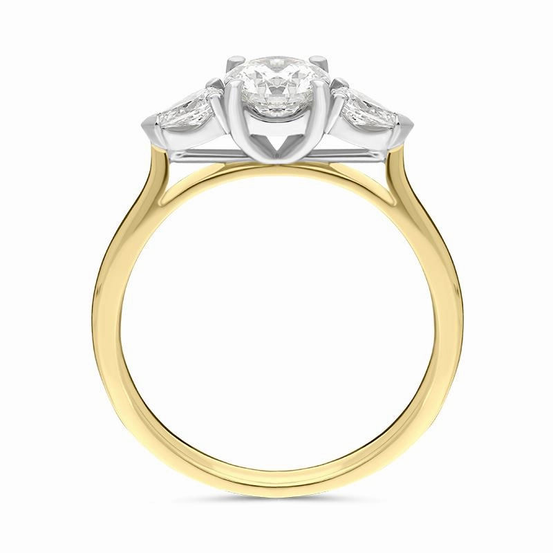 18ct Yellow Gold 0.89ct Diamond Trilogy Pear Cut Ring