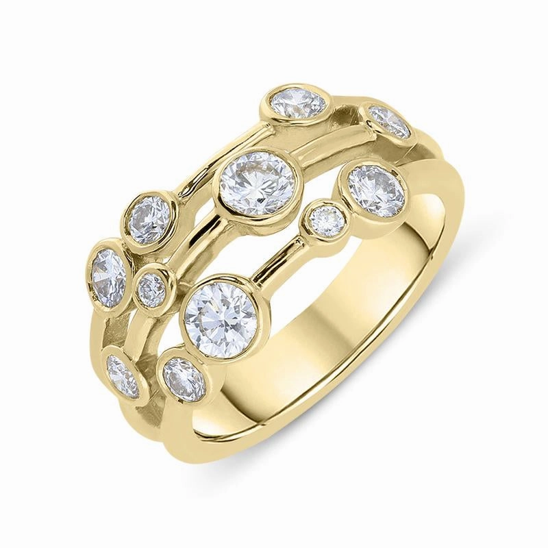 18ct Yellow Gold 0.96ct Diamond Bubble Dress Ring D