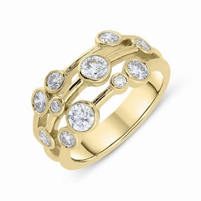 18ct Yellow Gold 0.96ct Diamond Bubble Dress Ring D