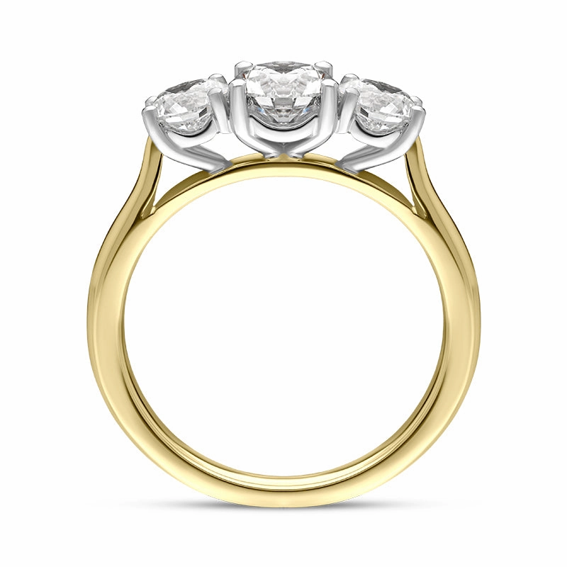 18ct Yellow Gold 1.53ct Diamond Brilliant Cut Trilogy Ring