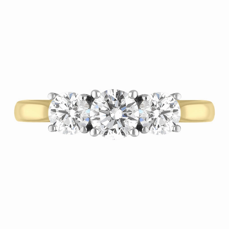 18ct Yellow Gold 1.53ct Diamond Brilliant Cut Trilogy Ring