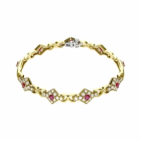 18ct Yellow Gold 1.79 Carat Diamond 1.69 Carat Ruby Bracelet
