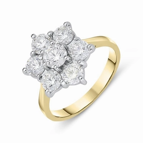 18ct Yellow Gold 2.07ct Diamond Flower Cluster Ring