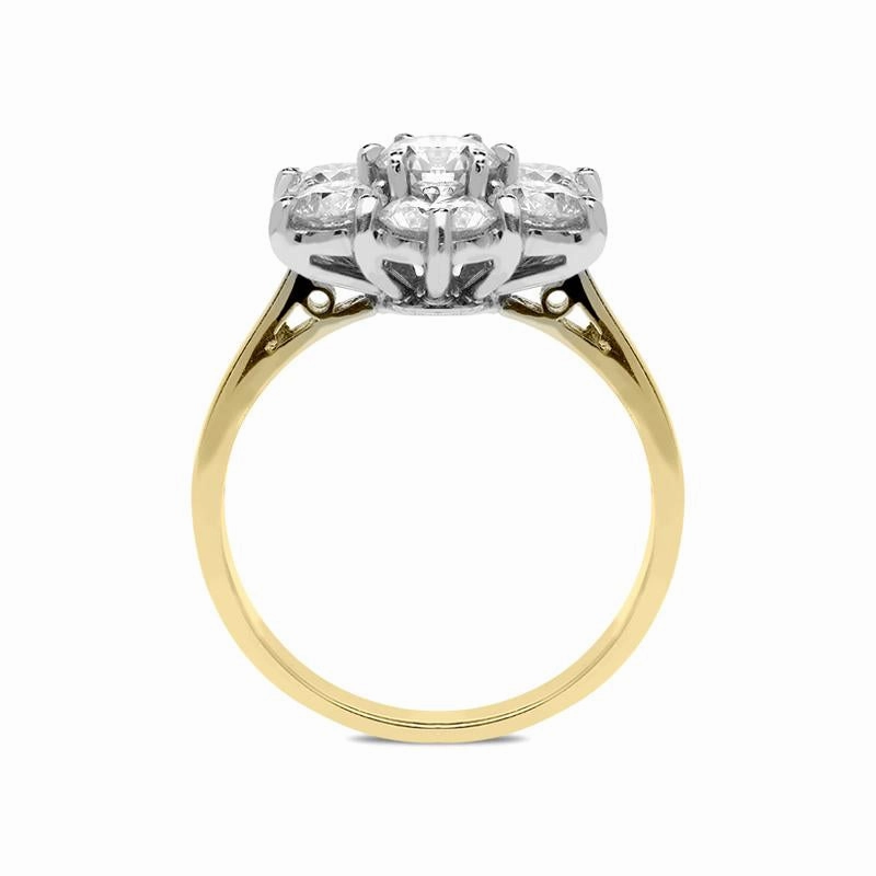 18ct Yellow Gold 2.07ct Diamond Flower Cluster Ring