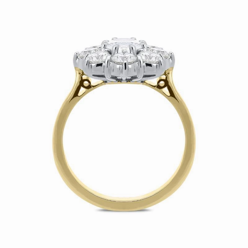 18ct Yellow Gold 2.18ct Diamond Floral Cluster Ring