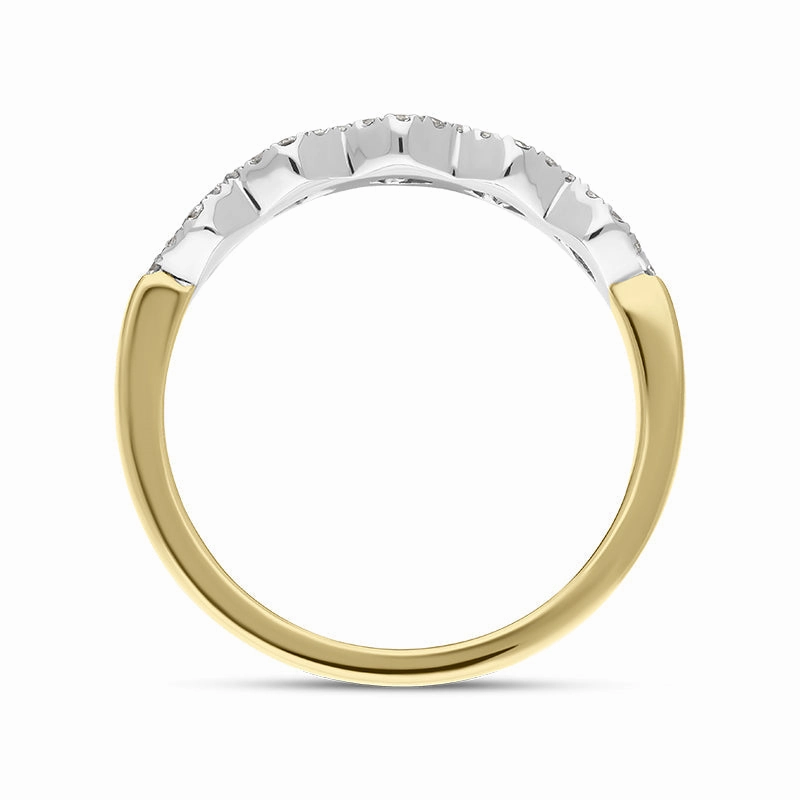 18ct Yellow Gold Diamond Five Stone Cluster Half Eternity Ring