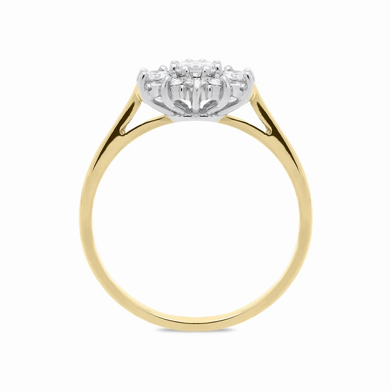18ct Yellow Gold Diamond Floral Cluster Ring