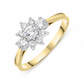 18ct Yellow Gold Diamond Floral Cluster Ring