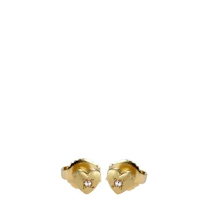 18K Gold Heart Stud Earrings with Diamonds