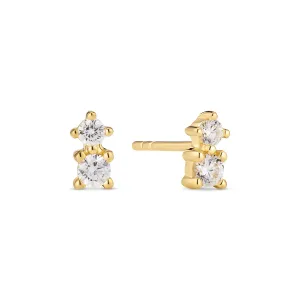 18K Gold Plated White Zirconia Lucente Due Earrings SJ-E2702-CZ-YG
