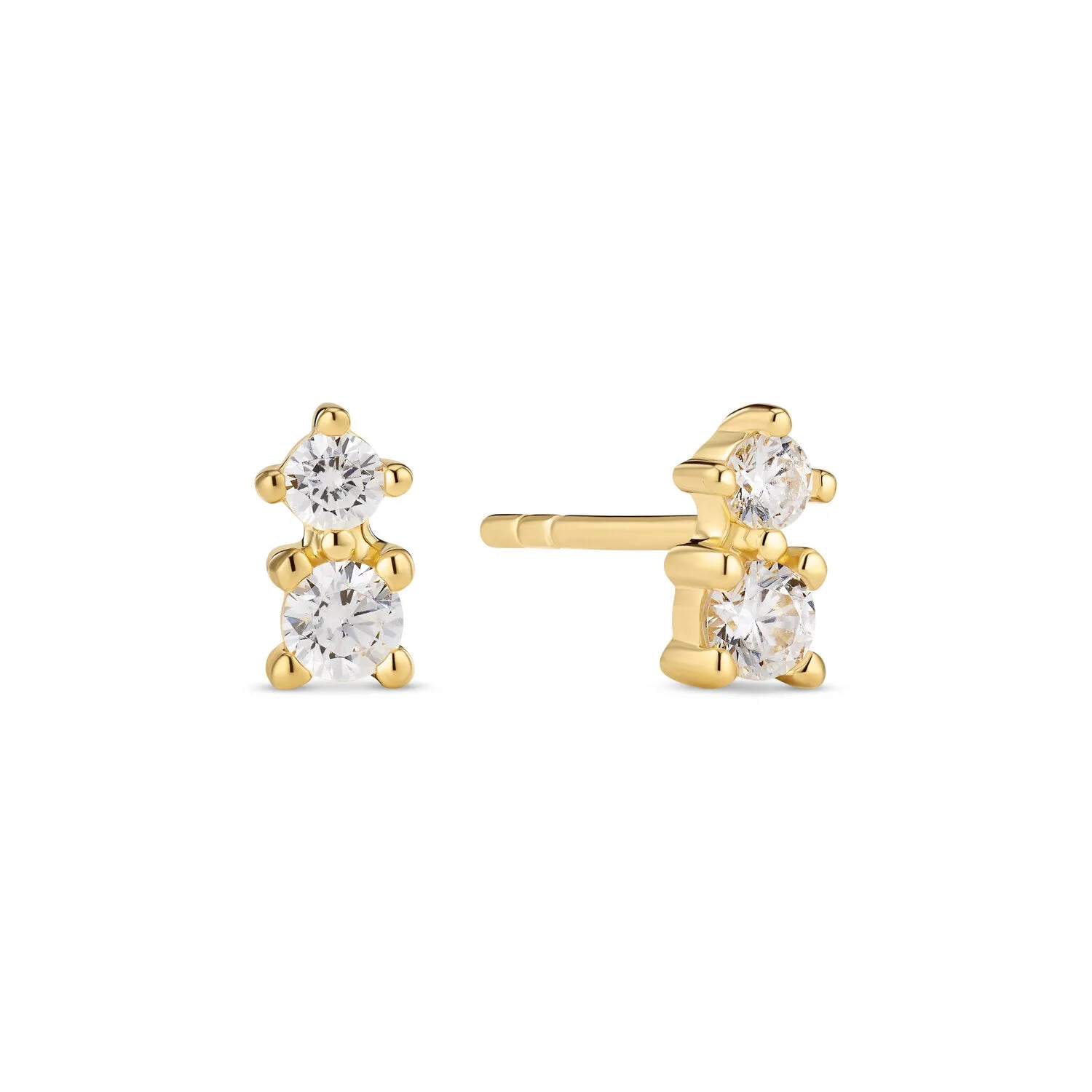 18K Gold Plated White Zirconia Lucente Due Earrings SJ-E2702-CZ-YG
