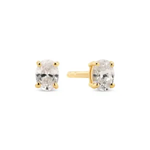 18K Gold Plated White Zirconia Ovale Earrings SJ-E2744-CZ-YG
