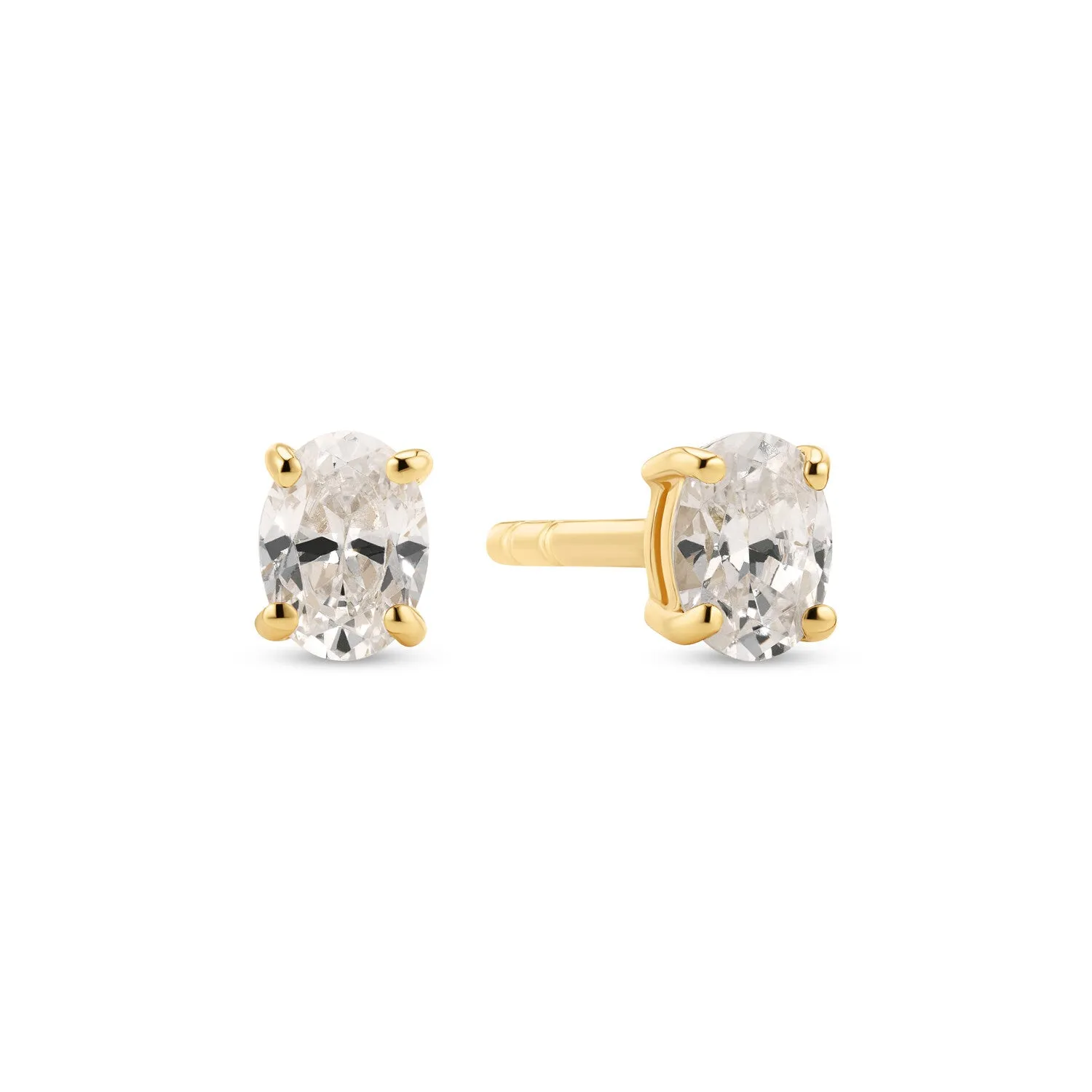 18K Gold Plated White Zirconia Ovale Earrings SJ-E2744-CZ-YG