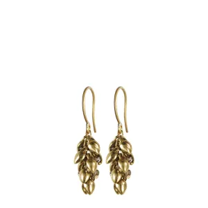 18K Gold Short Baby Pod Earrings with Brown Diamonds